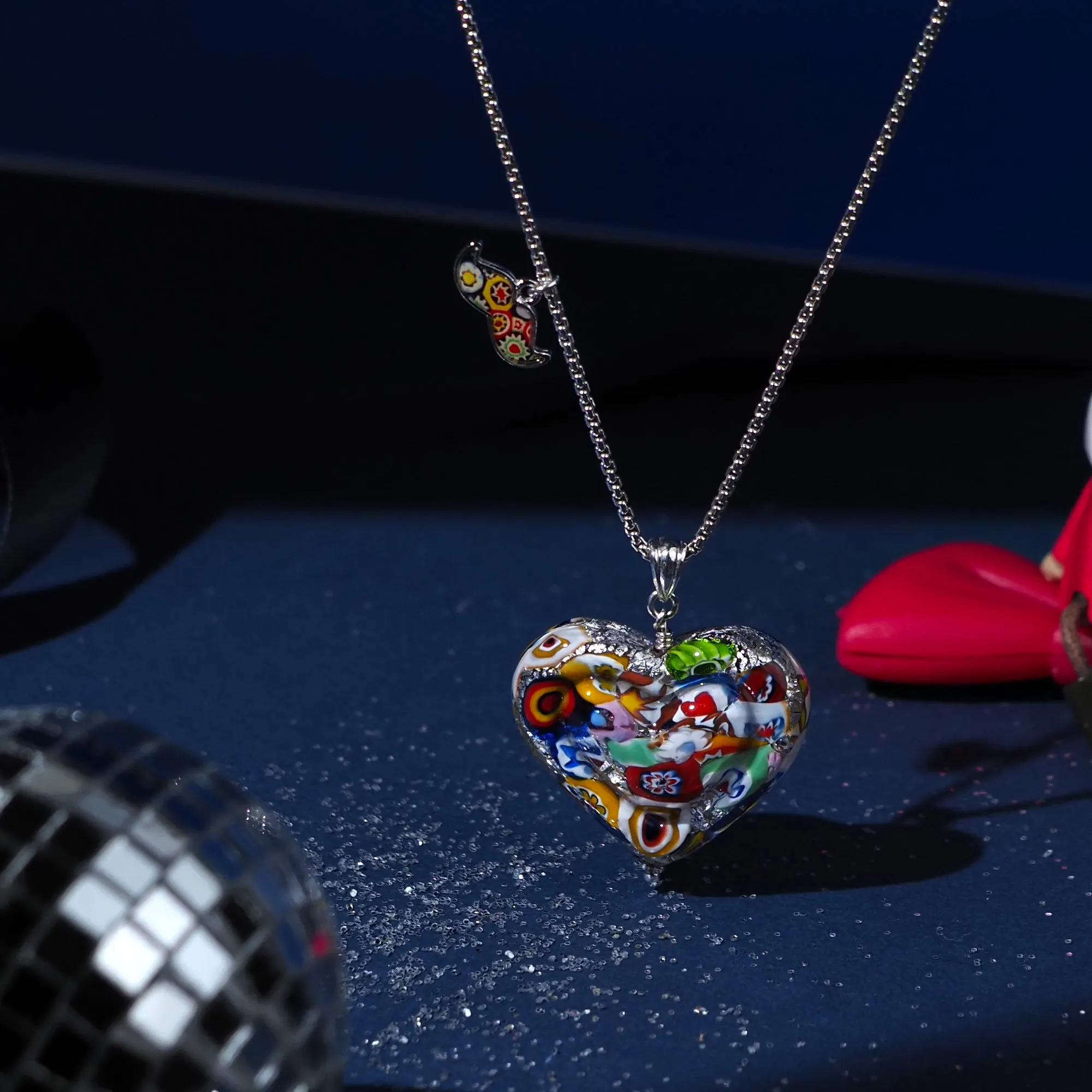 The Kiss Silver Double Heart Large Pendant
