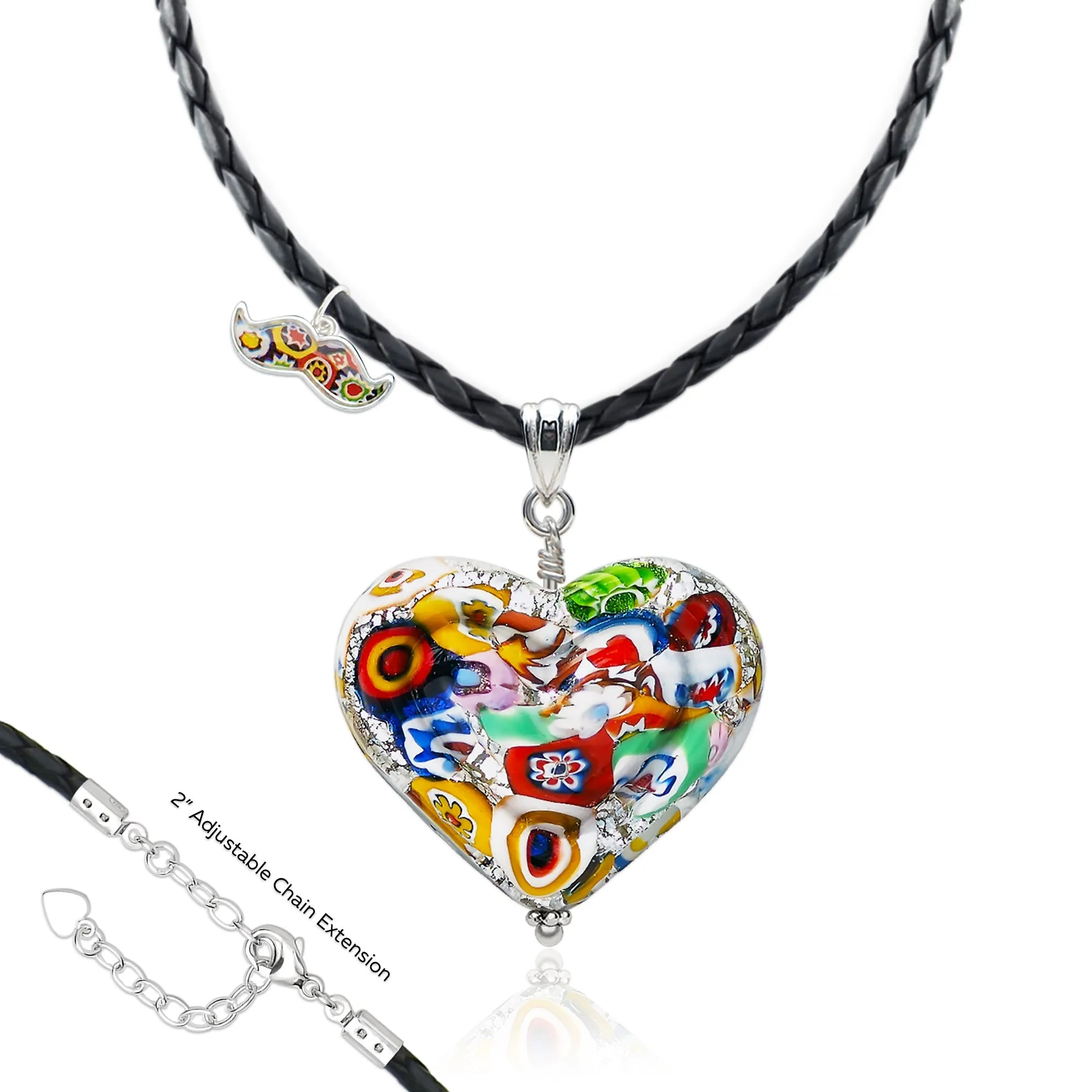 The Kiss Silver Double Heart Large Pendant