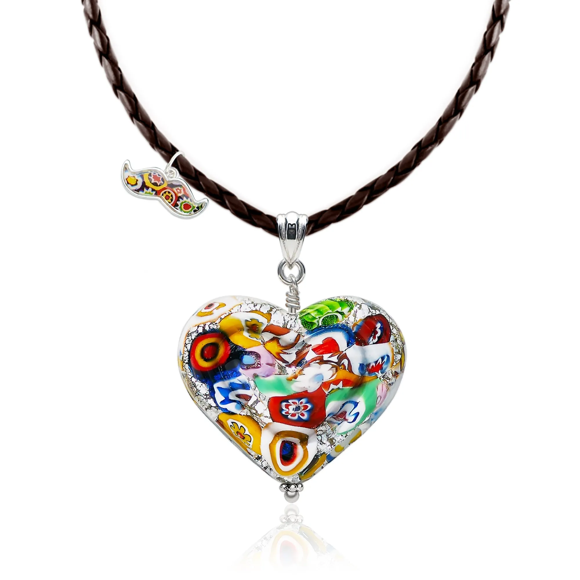 The Kiss Silver Double Heart Large Pendant