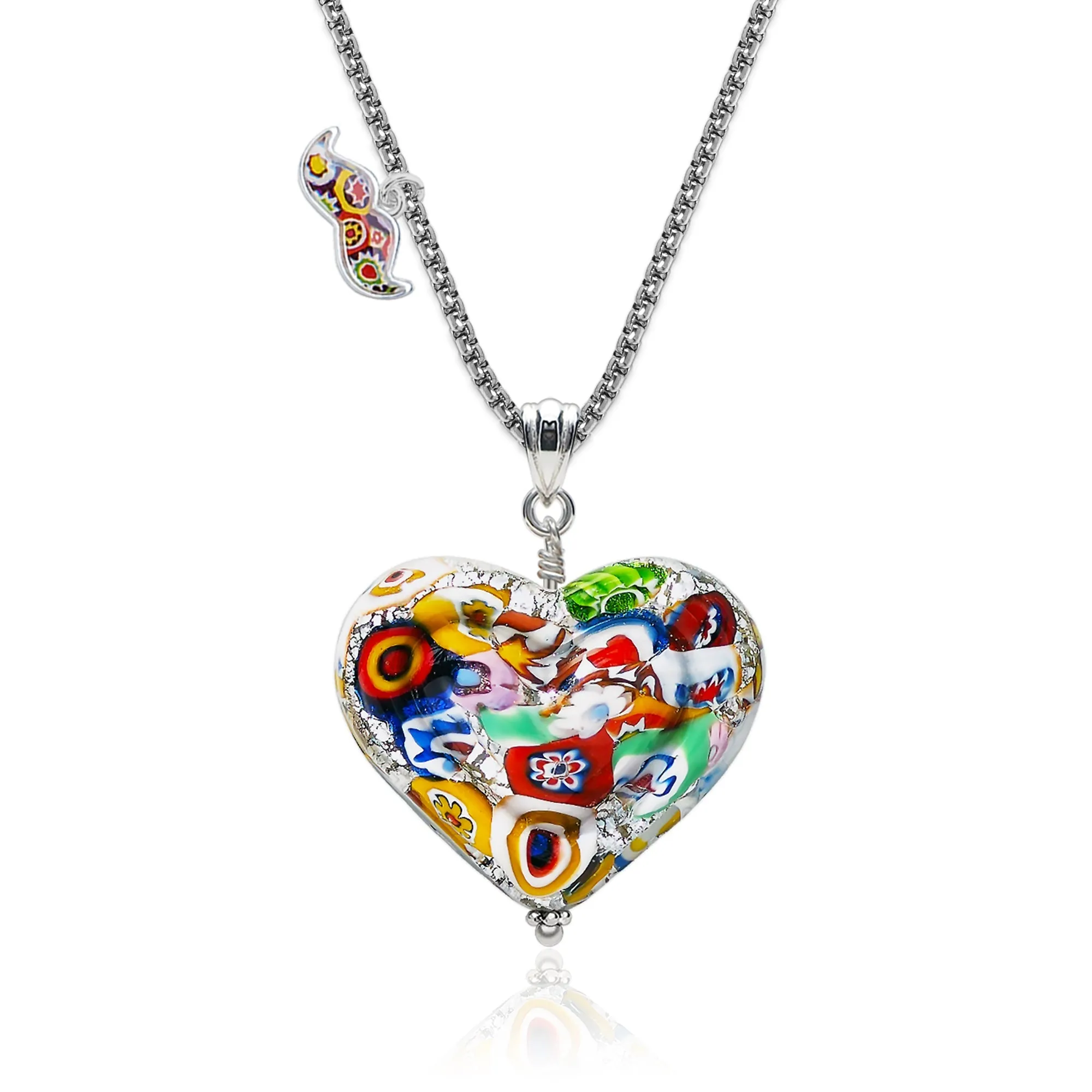 The Kiss Silver Double Heart Large Pendant