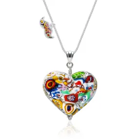 The Kiss Silver Double Heart Large Pendant