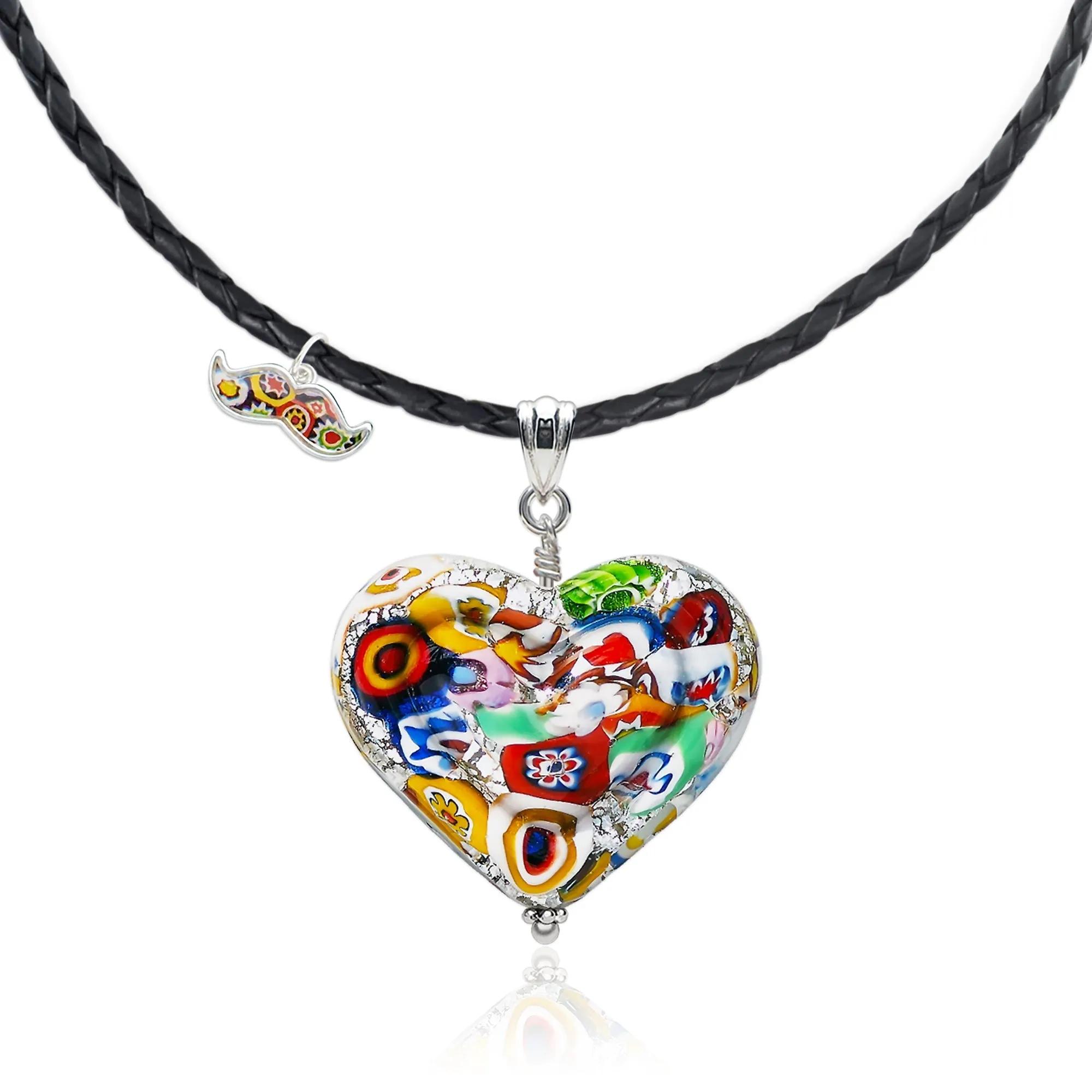 The Kiss Silver Double Heart Large Pendant