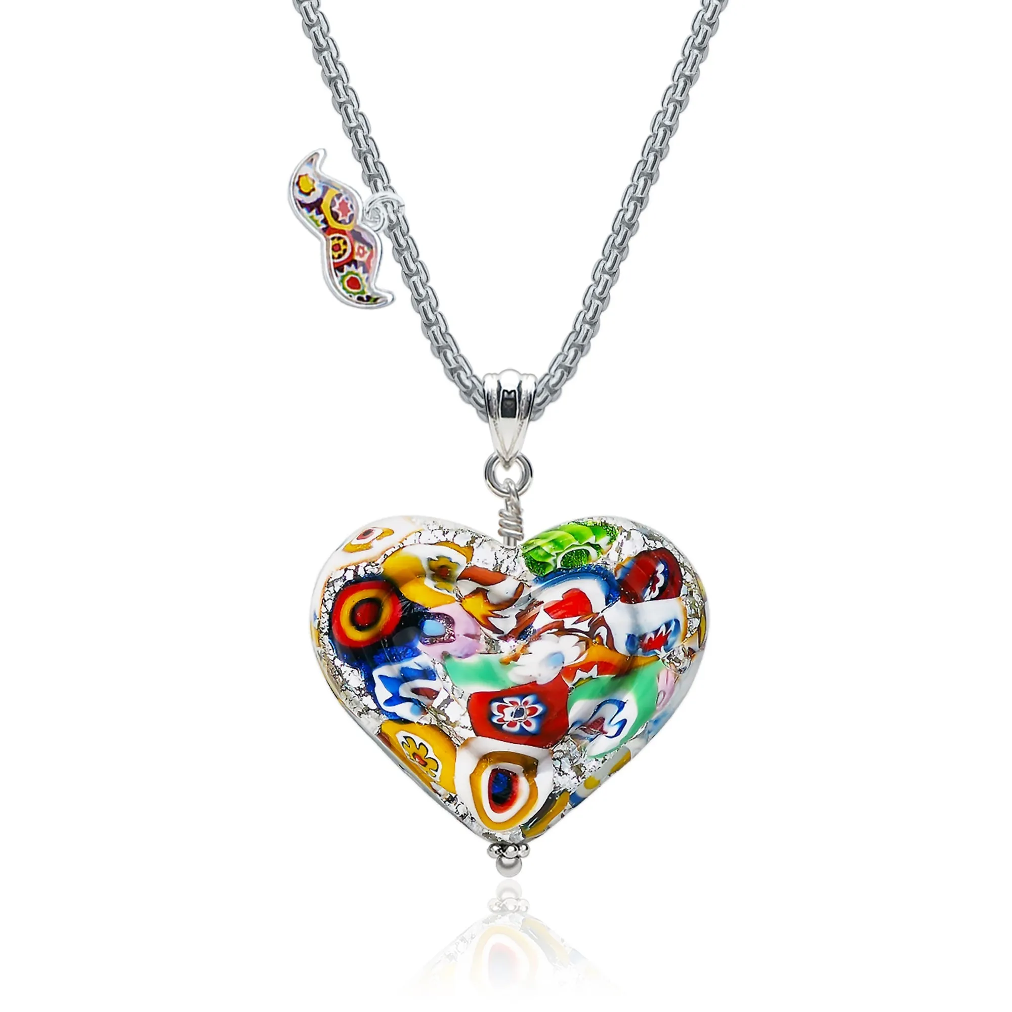 The Kiss Silver Double Heart Large Pendant