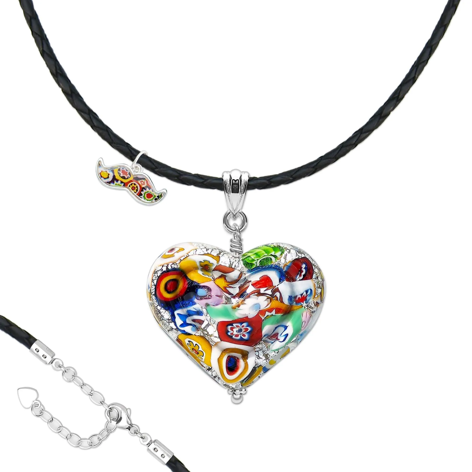 The Kiss Silver Double Heart Large Pendant