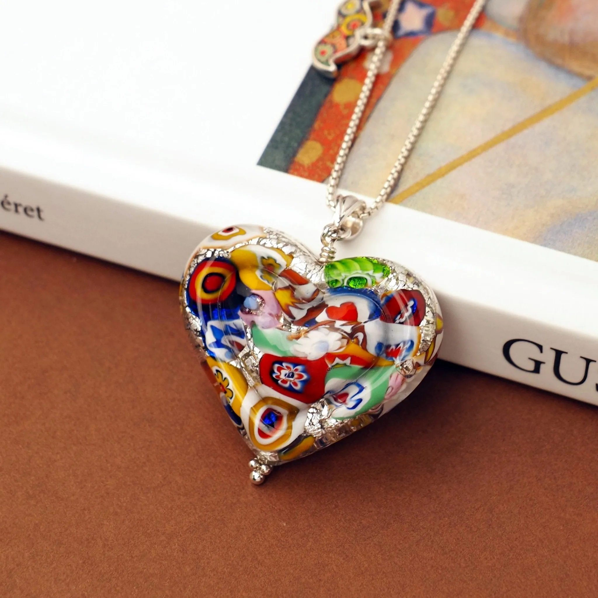 The Kiss Silver Double Heart Large Pendant