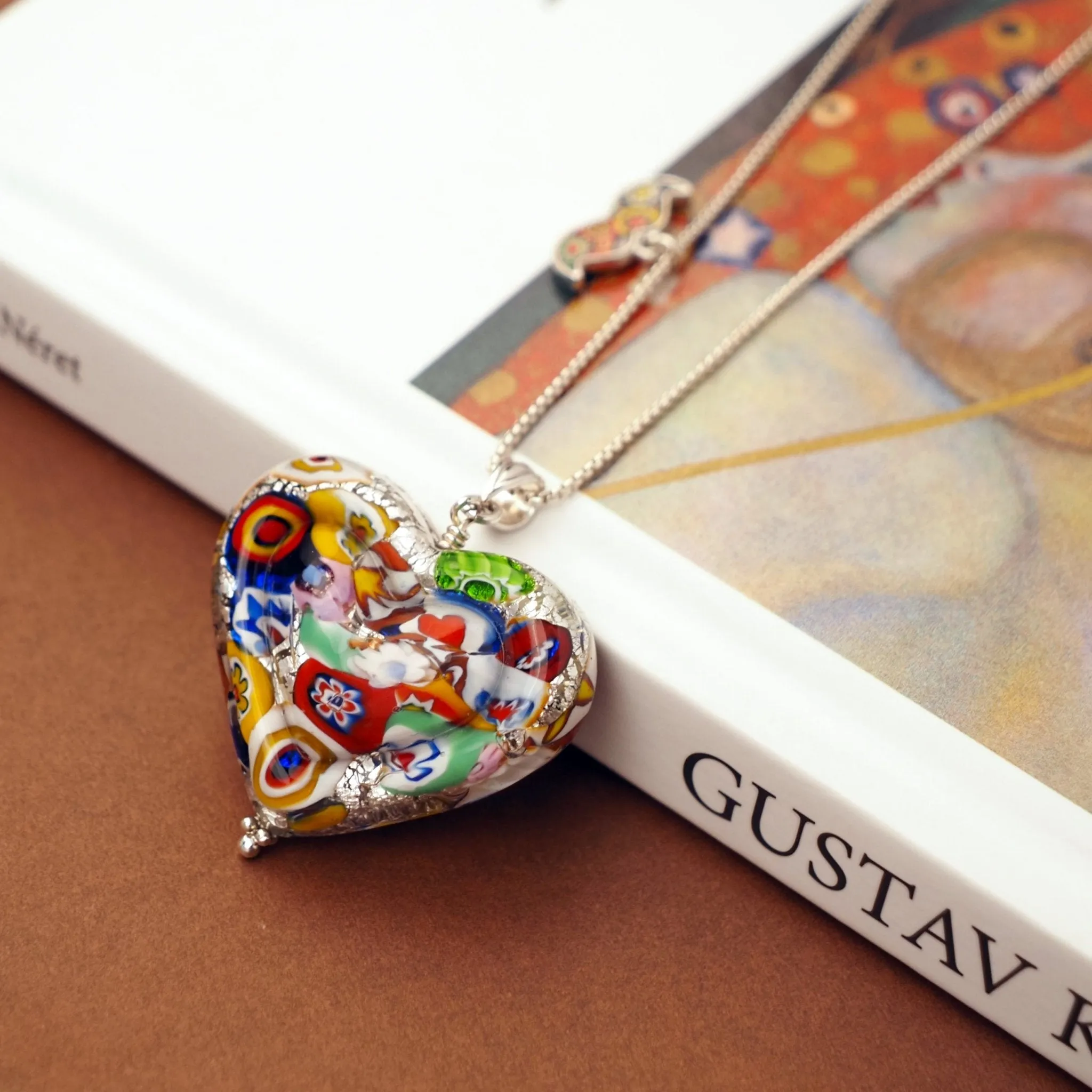 The Kiss Silver Double Heart Large Pendant
