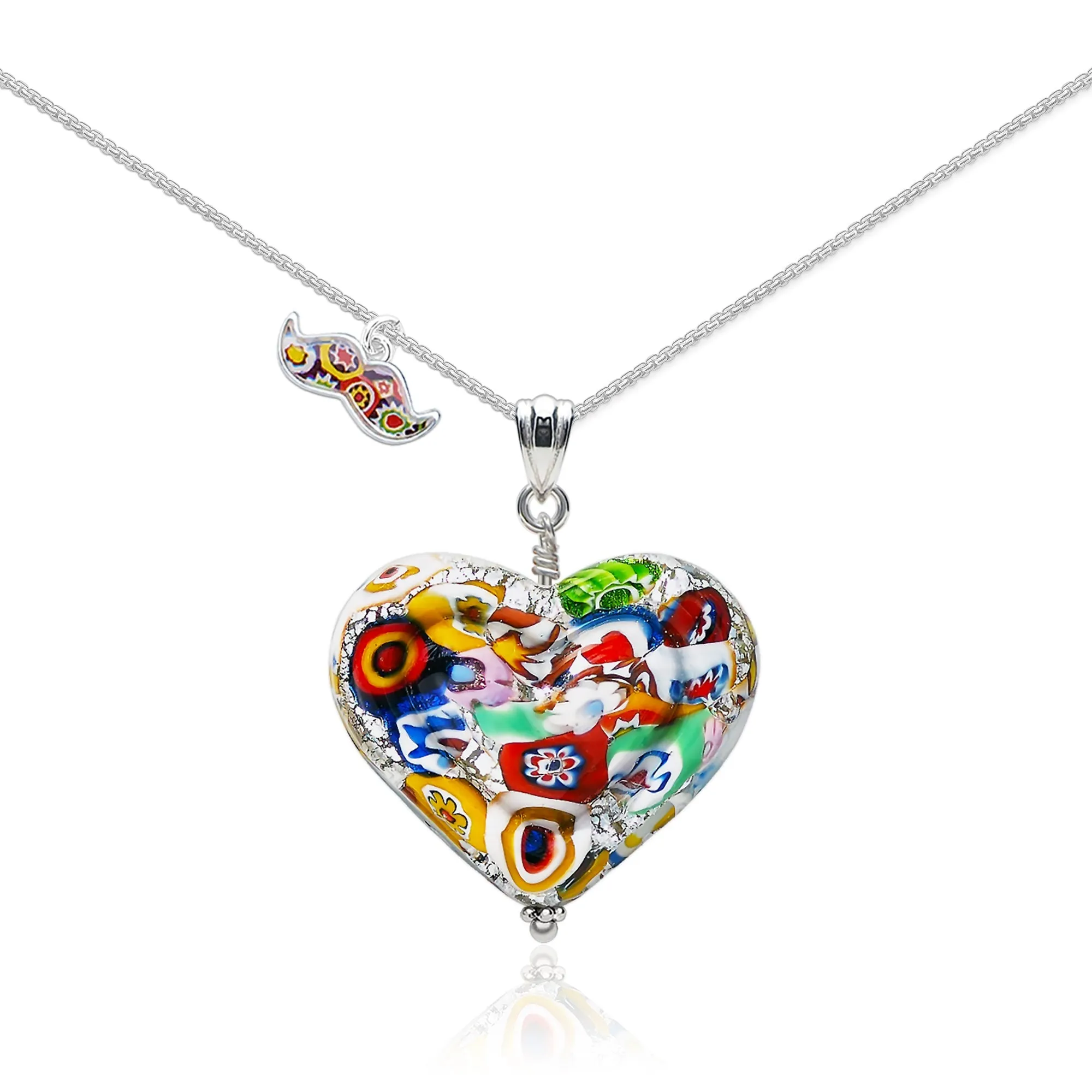 The Kiss Silver Double Heart Large Pendant