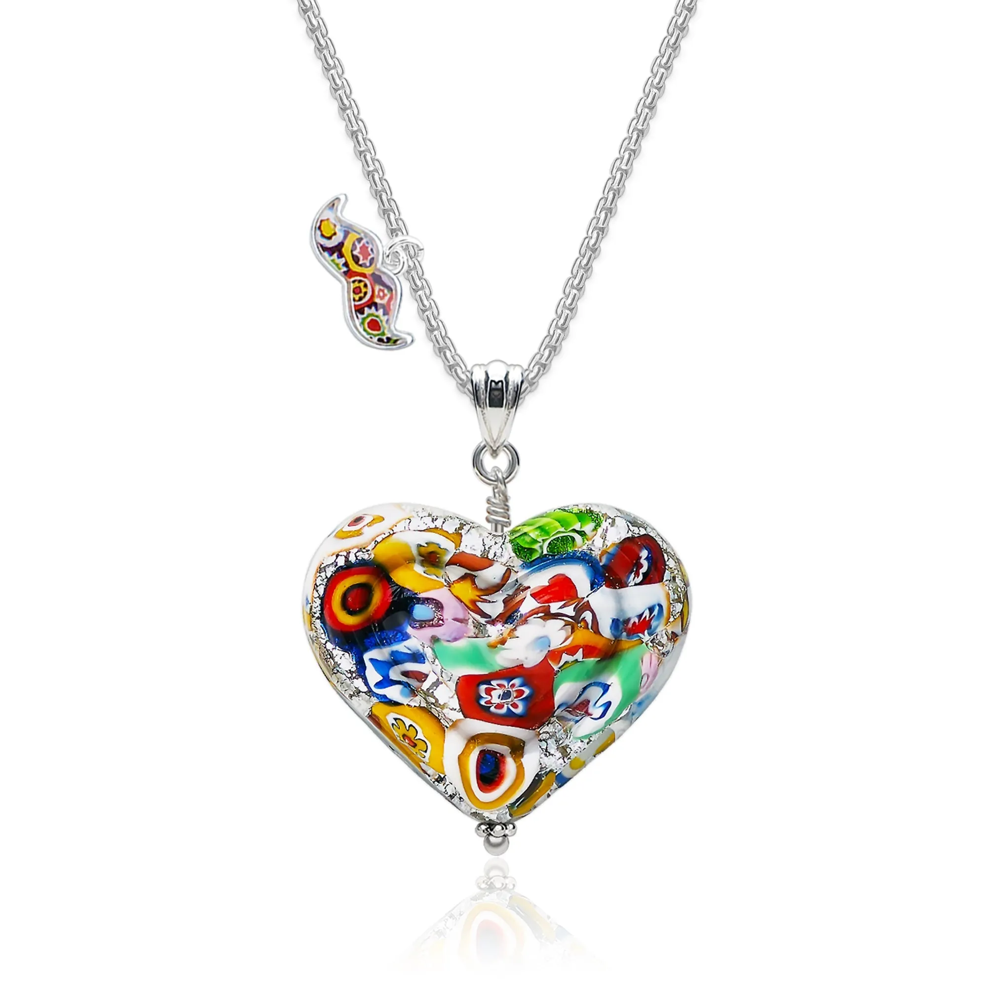 The Kiss Silver Double Heart Large Pendant