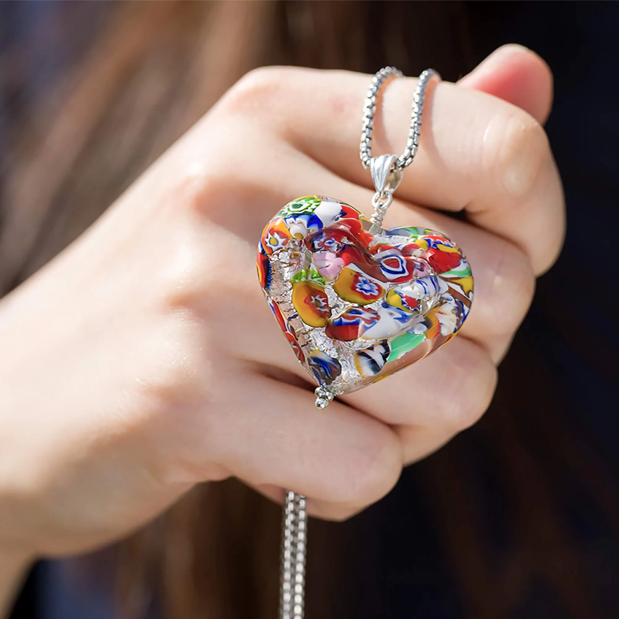 The Kiss Silver Double Heart Large Pendant