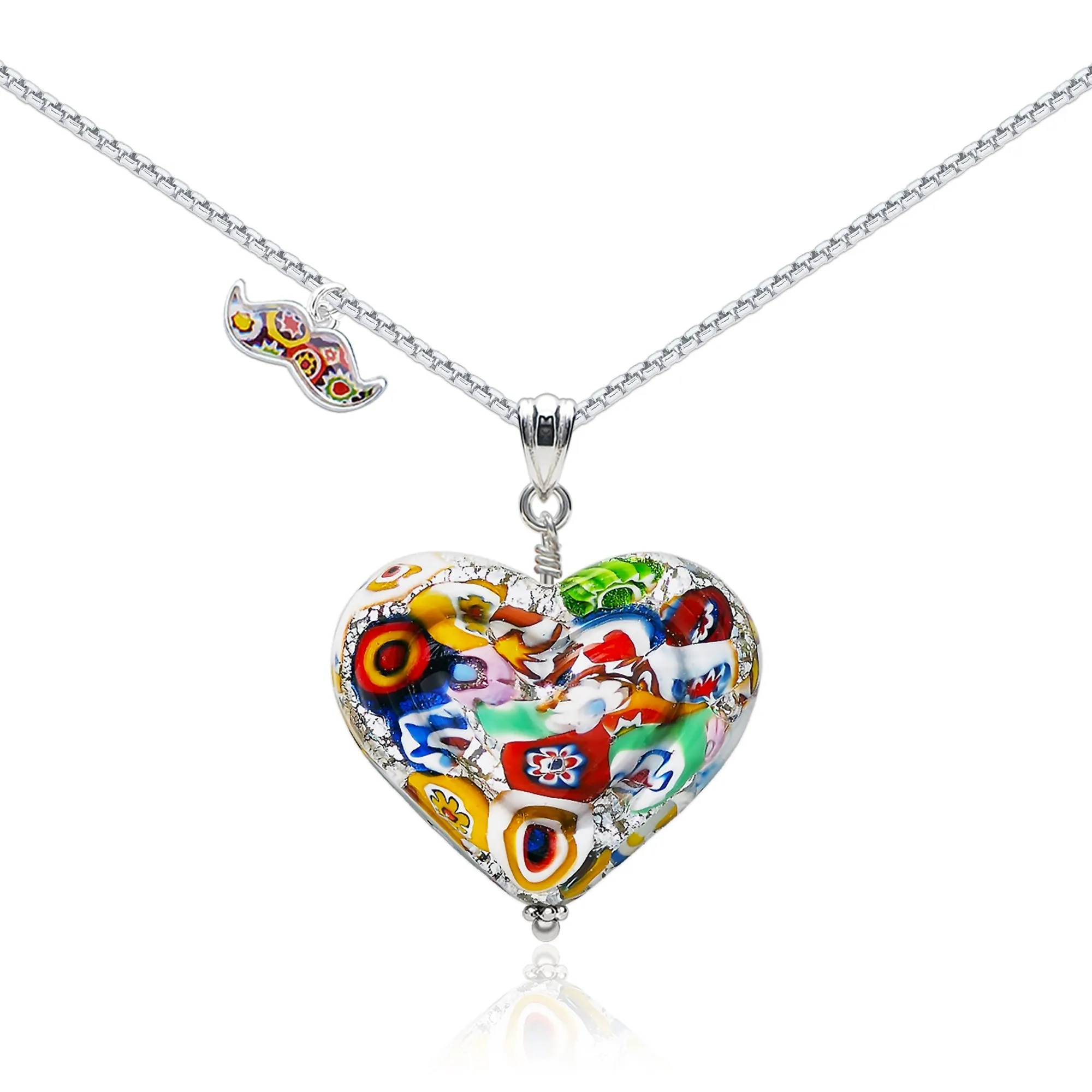 The Kiss Silver Double Heart Large Pendant