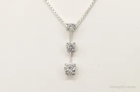 Three Stone Cubic Zirconia Sterling Silver Necklace