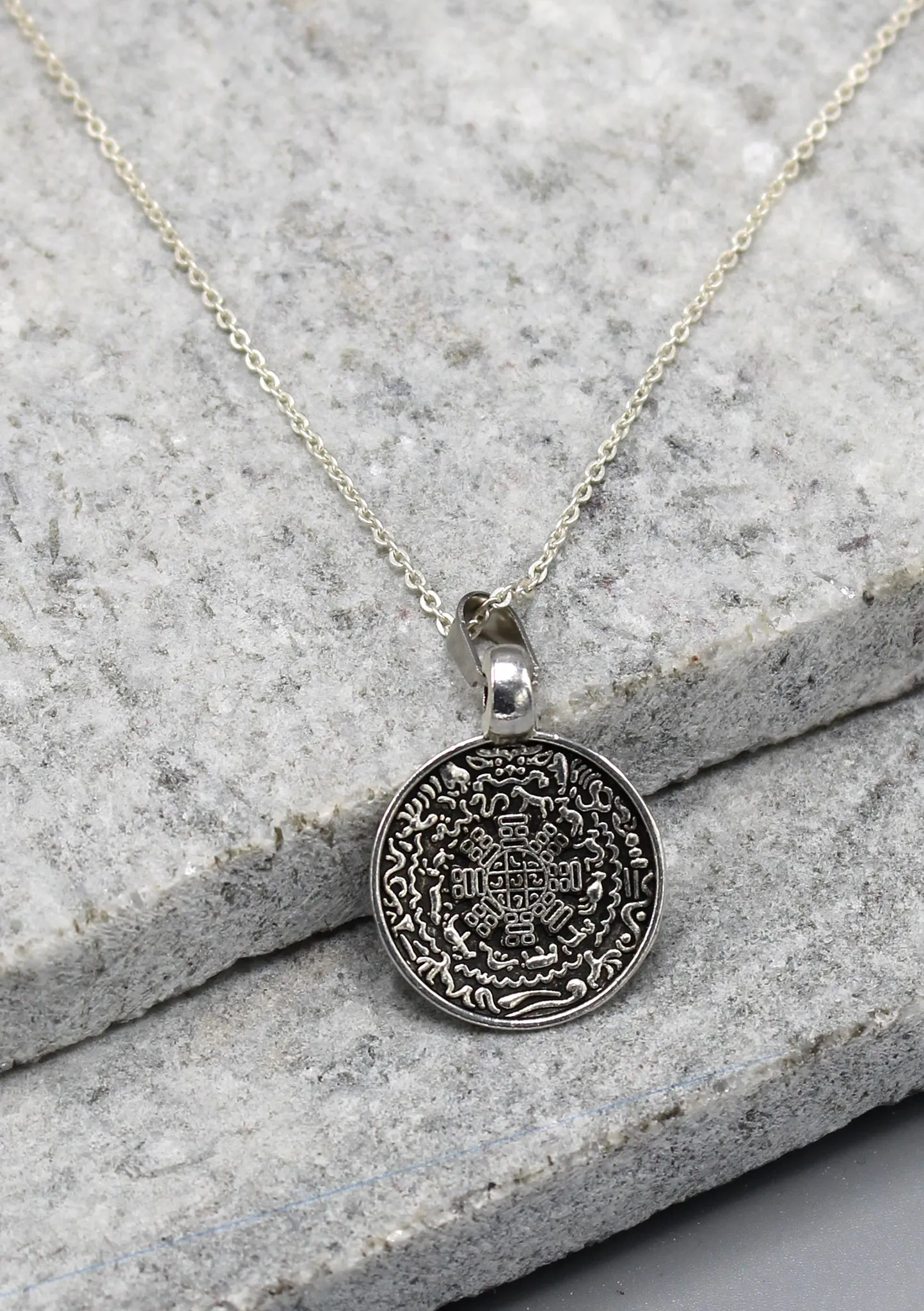 Tibetan Mandala and 8 Auspicious Symbol Carving Pendant