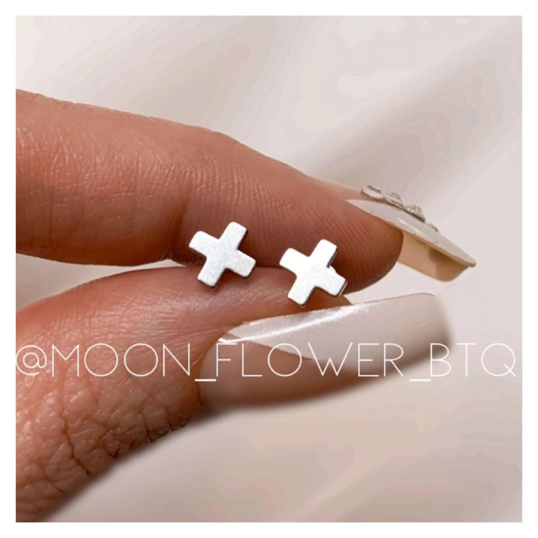 Tiny Silver X Flat Back Earrings