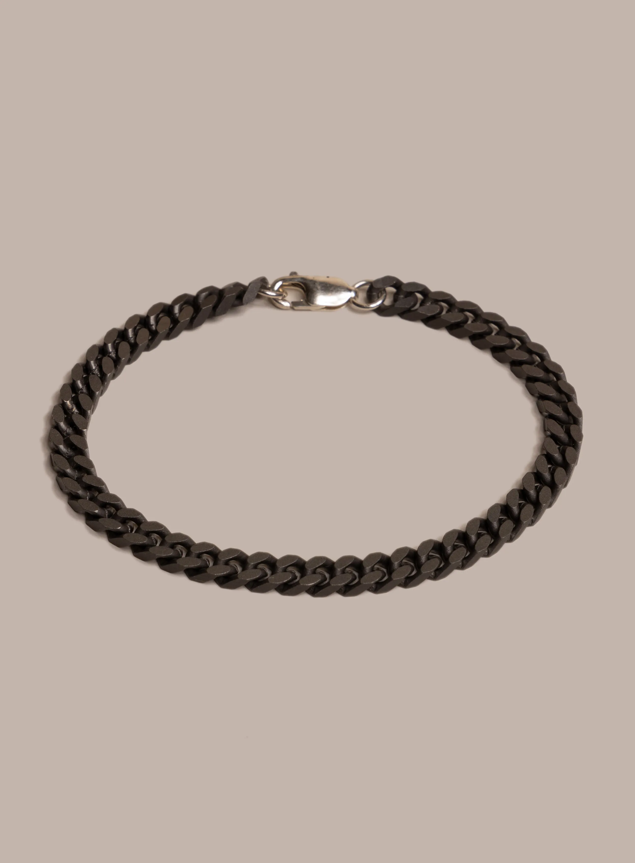 Titanium Coated 925 Sterling Silver Cuban Chain Bracelet for Men