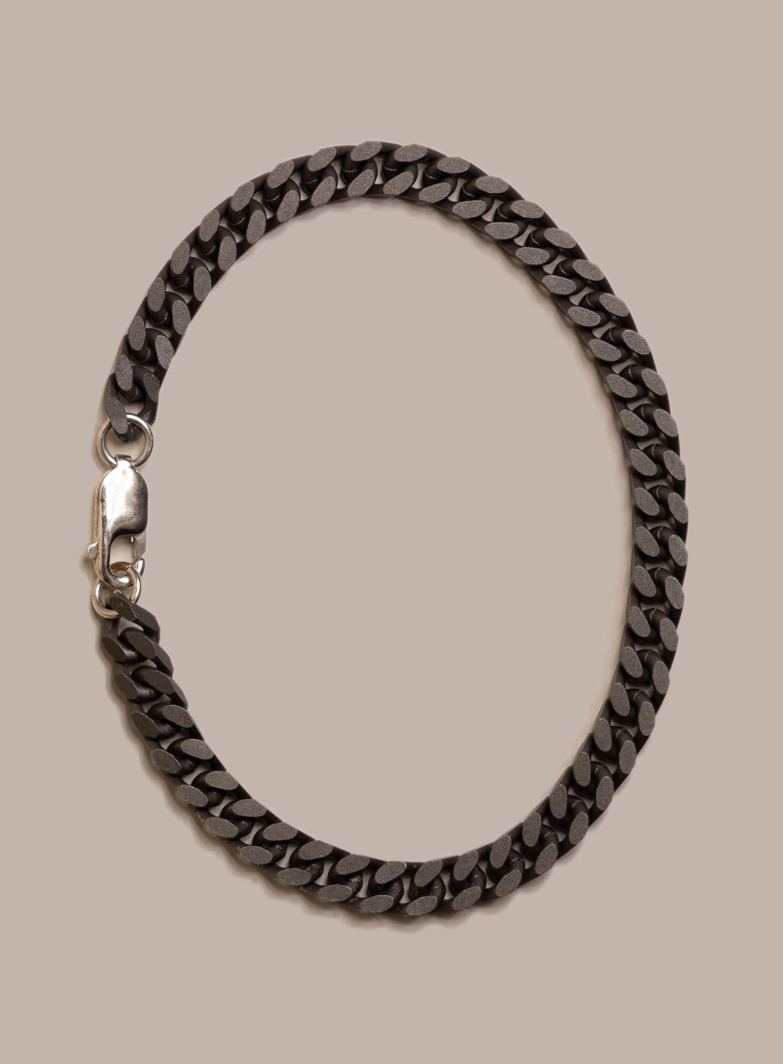 Titanium Coated 925 Sterling Silver Cuban Chain Bracelet for Men