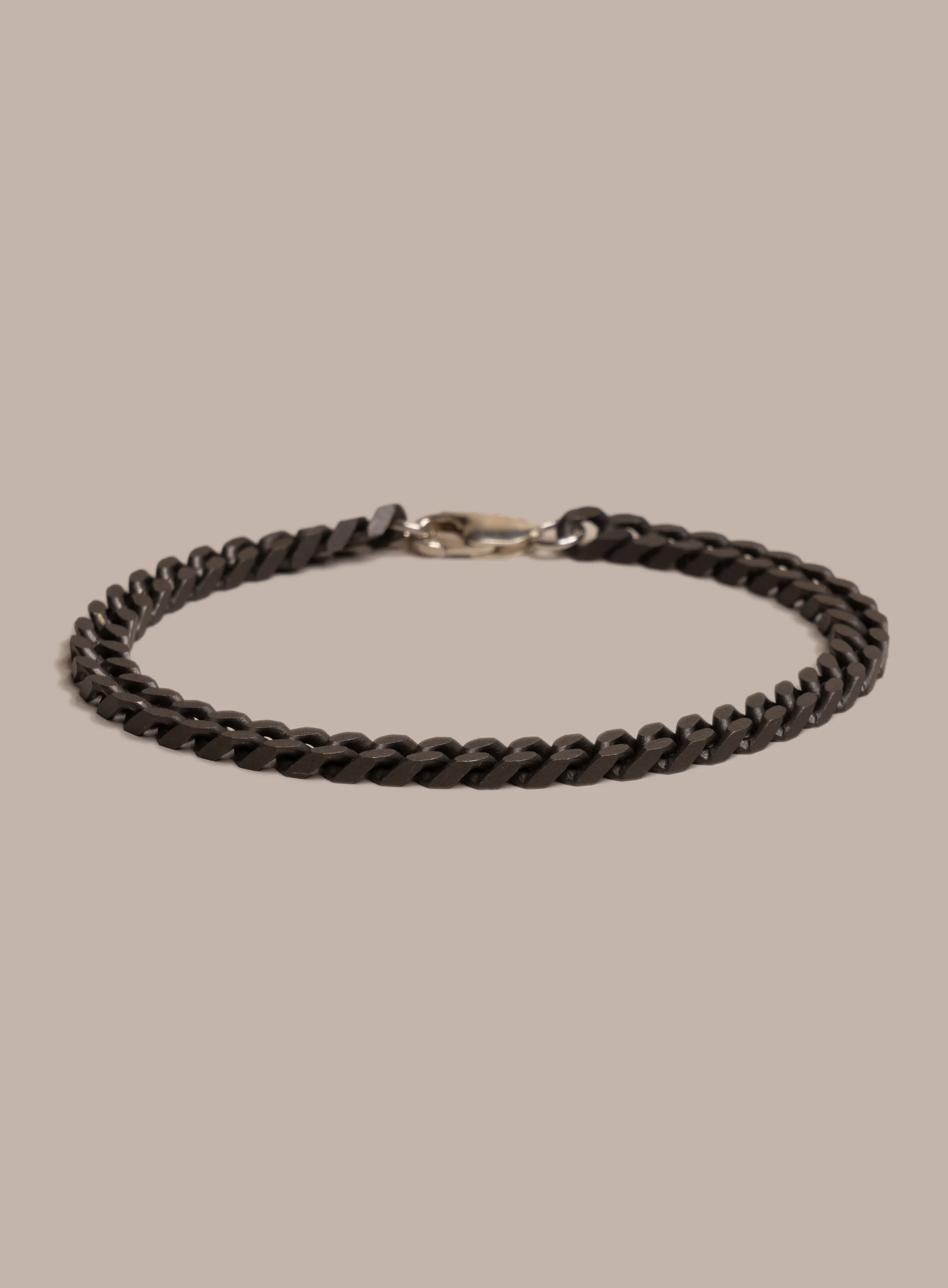 Titanium Coated 925 Sterling Silver Cuban Chain Bracelet for Men