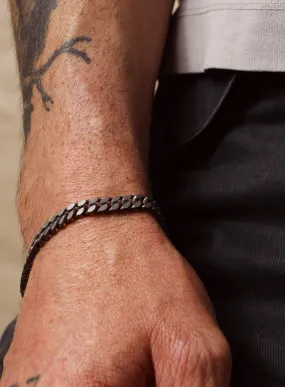 Titanium Coated 925 Sterling Silver Cuban Chain Bracelet for Men