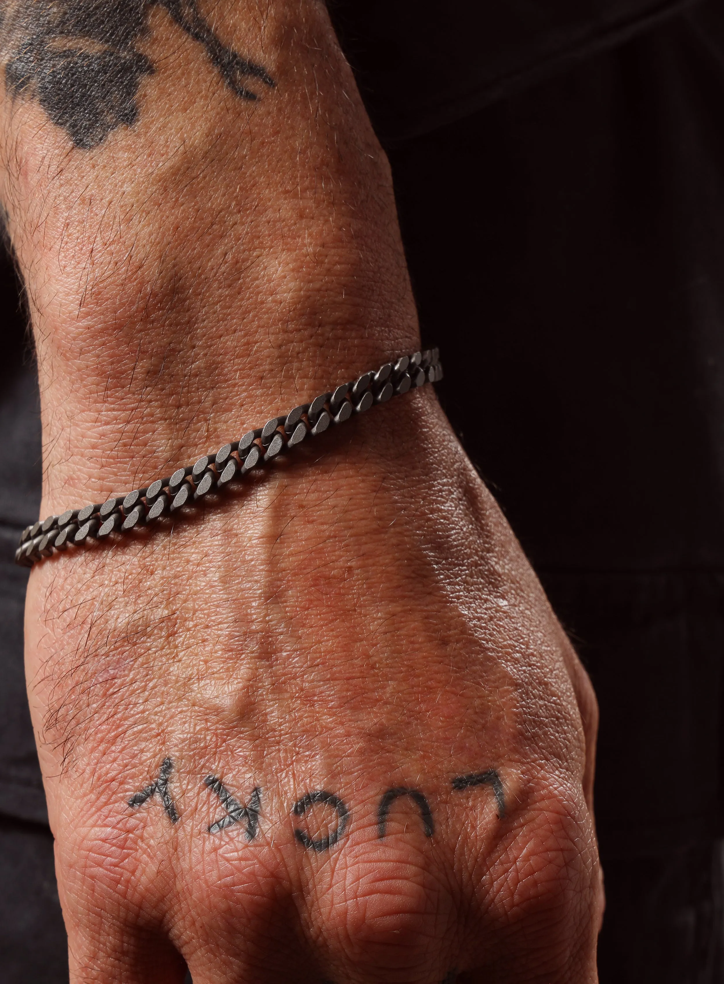 Titanium Coated 925 Sterling Silver Cuban Chain Bracelet for Men