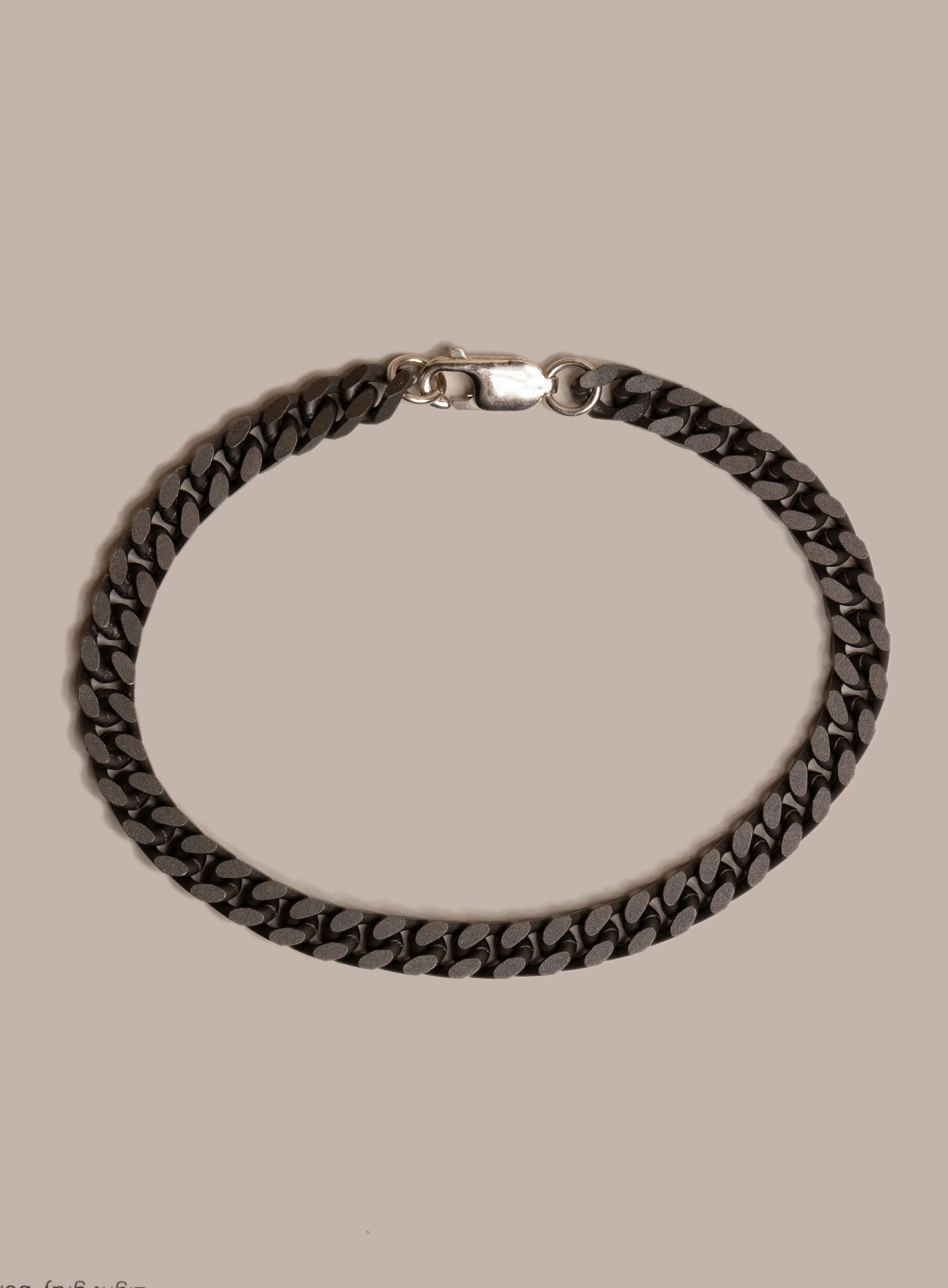 Titanium Coated 925 Sterling Silver Cuban Chain Bracelet for Men