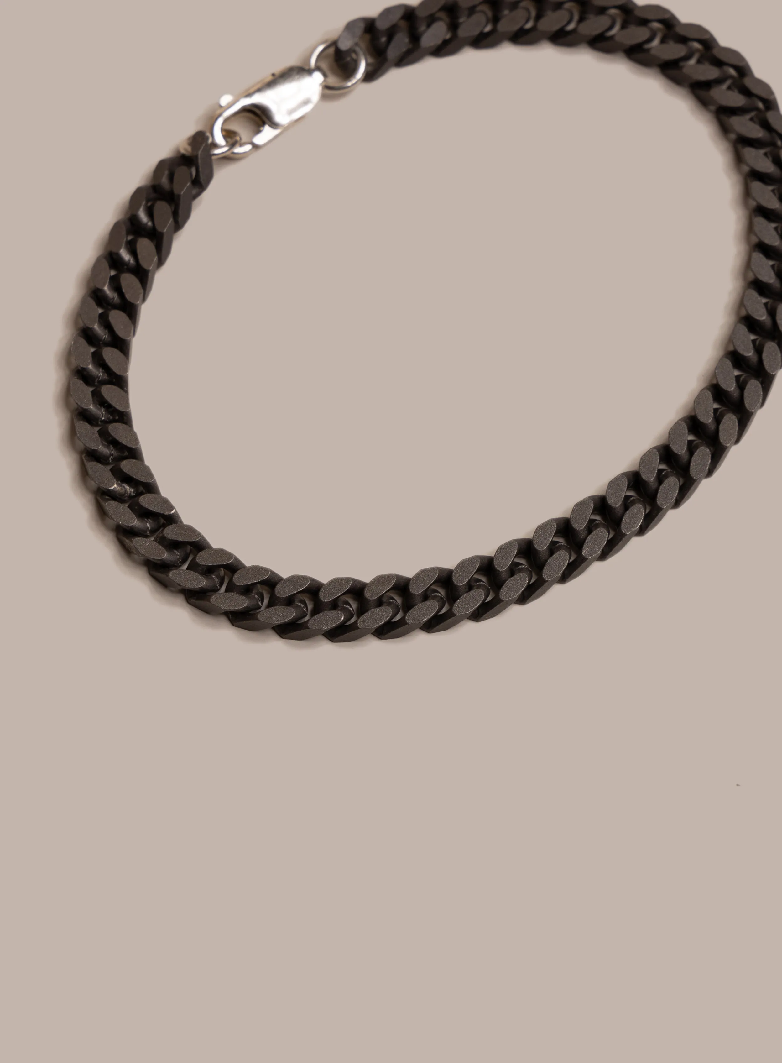 Titanium Coated 925 Sterling Silver Cuban Chain Bracelet for Men
