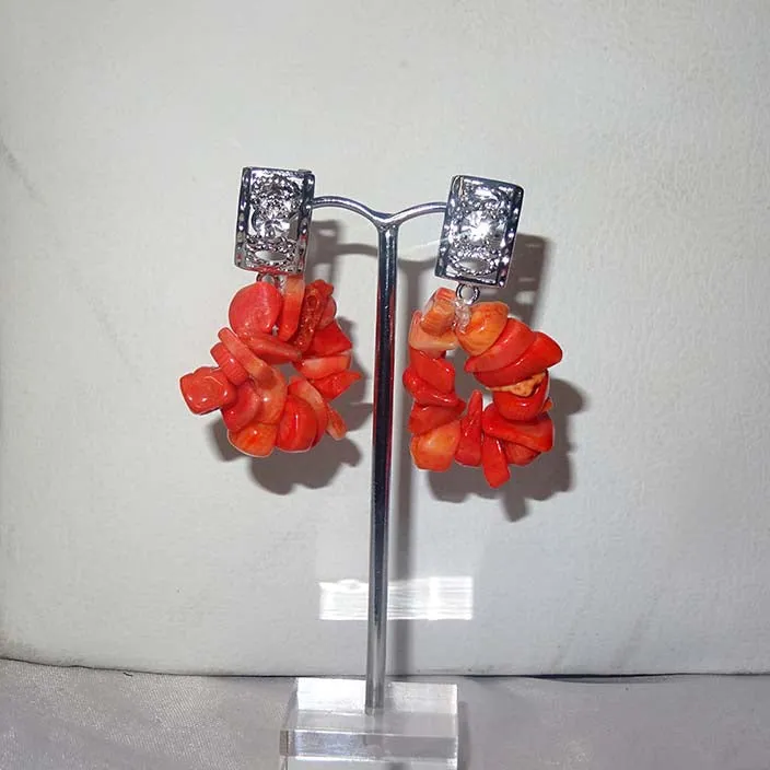 Traditional Coral African Beads Necklace Jewellery Set