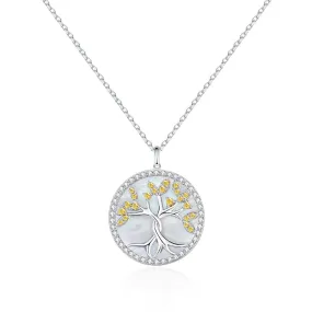 Tree of Life Pendant Necklace White Mother of Pearl for Women 0205