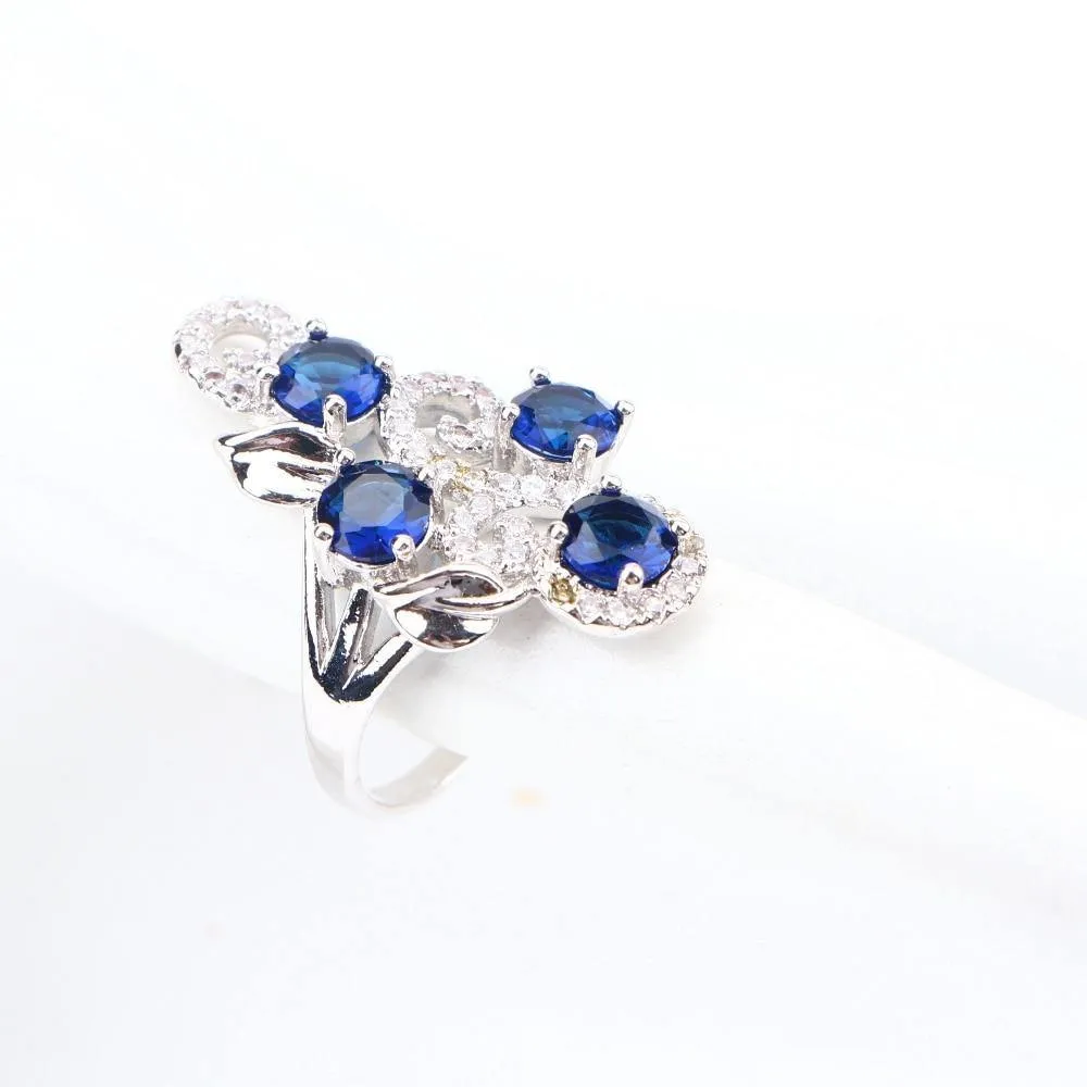 Trendy Zirconia Bridal Jewelry Sets 925 Sterling Silver Earrings For Women Wedding Jewelry Stones Bracelet Necklace Rings Set Gifts Box