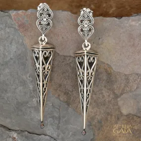 Triangle Scroll Chandelier Earrings