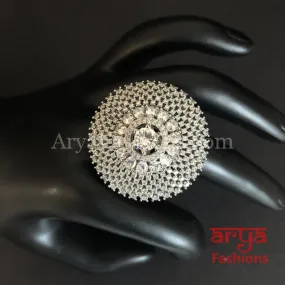 Trisha Cubic Zirconia Statement Silver Cocktail Ring