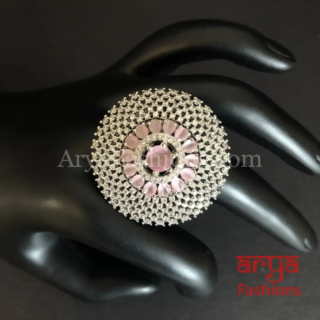 Trisha Cubic Zirconia Statement Silver Cocktail Ring