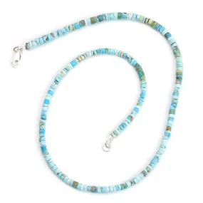Turquoise 4mm Matte Tile Bead Necklace with Sterling Silver Lobster Clasp