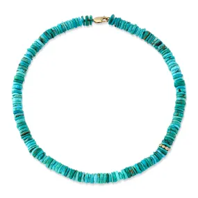 Turquoise Beaded and Diamond Disc Necklace