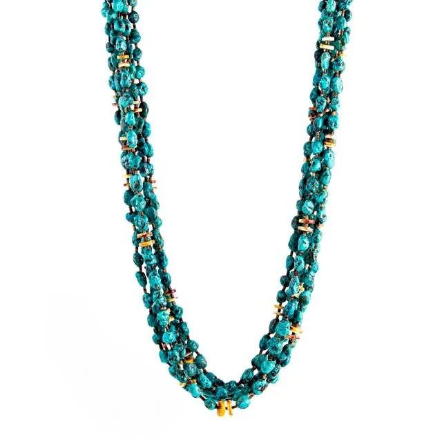 Turquoise Heishi Cluster Necklace