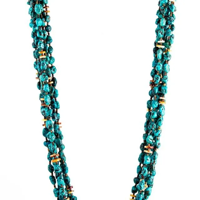 Turquoise Heishi Cluster Necklace