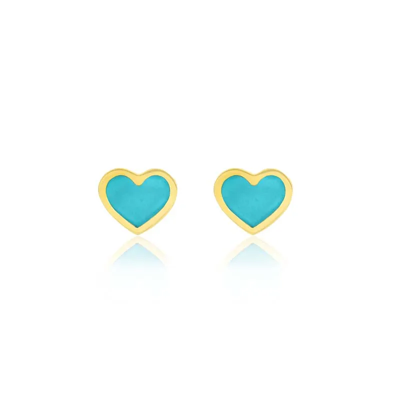 Turquoise Inlay Heart Studs