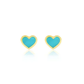 Turquoise Inlay Heart Studs