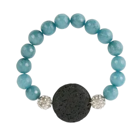 *Turquoise, Round Black Lava Stone & 2 Fireballs
