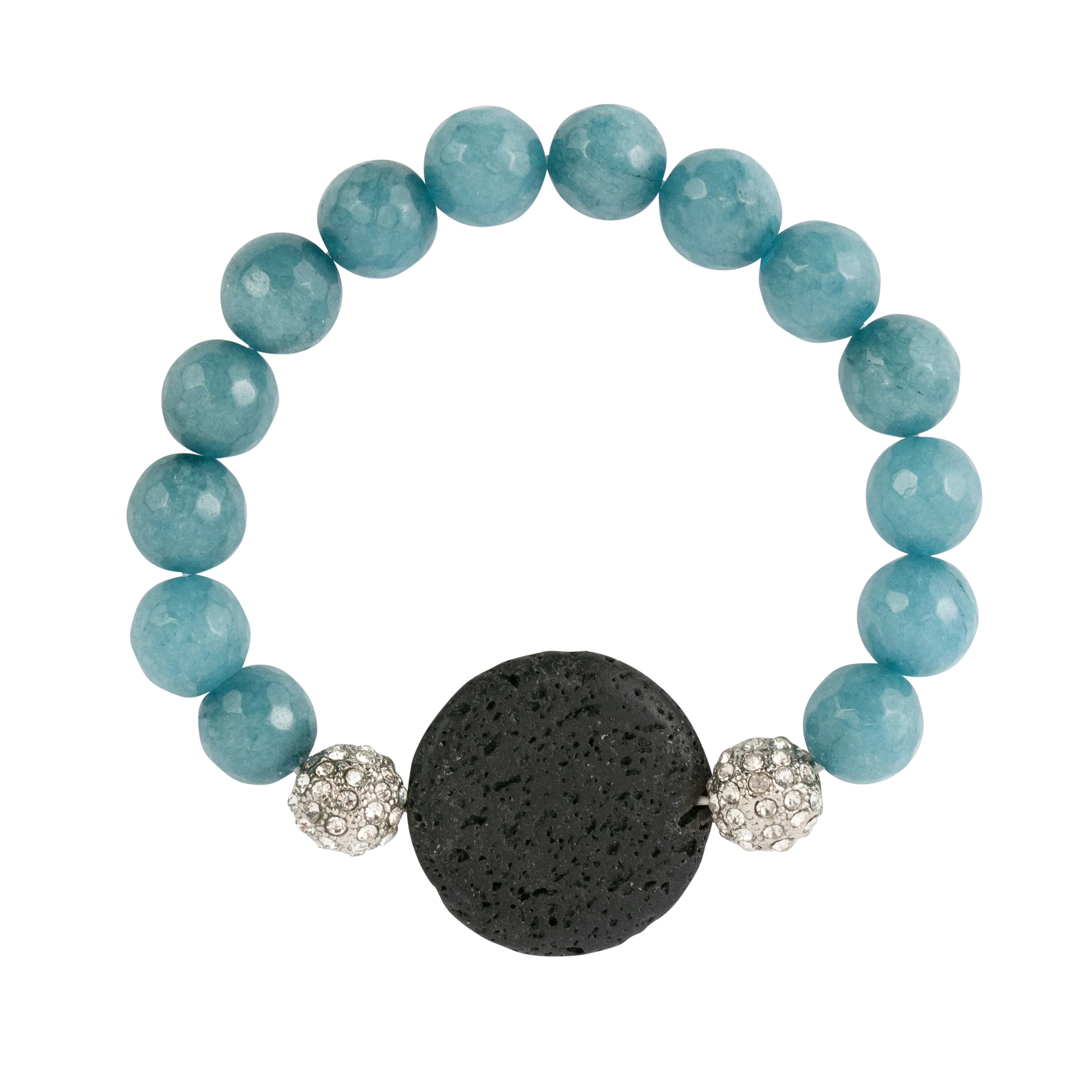 *Turquoise, Round Black Lava Stone & 2 Fireballs