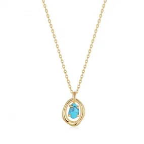 Turquoise Wave Circle Pendant Necklace N044-03G