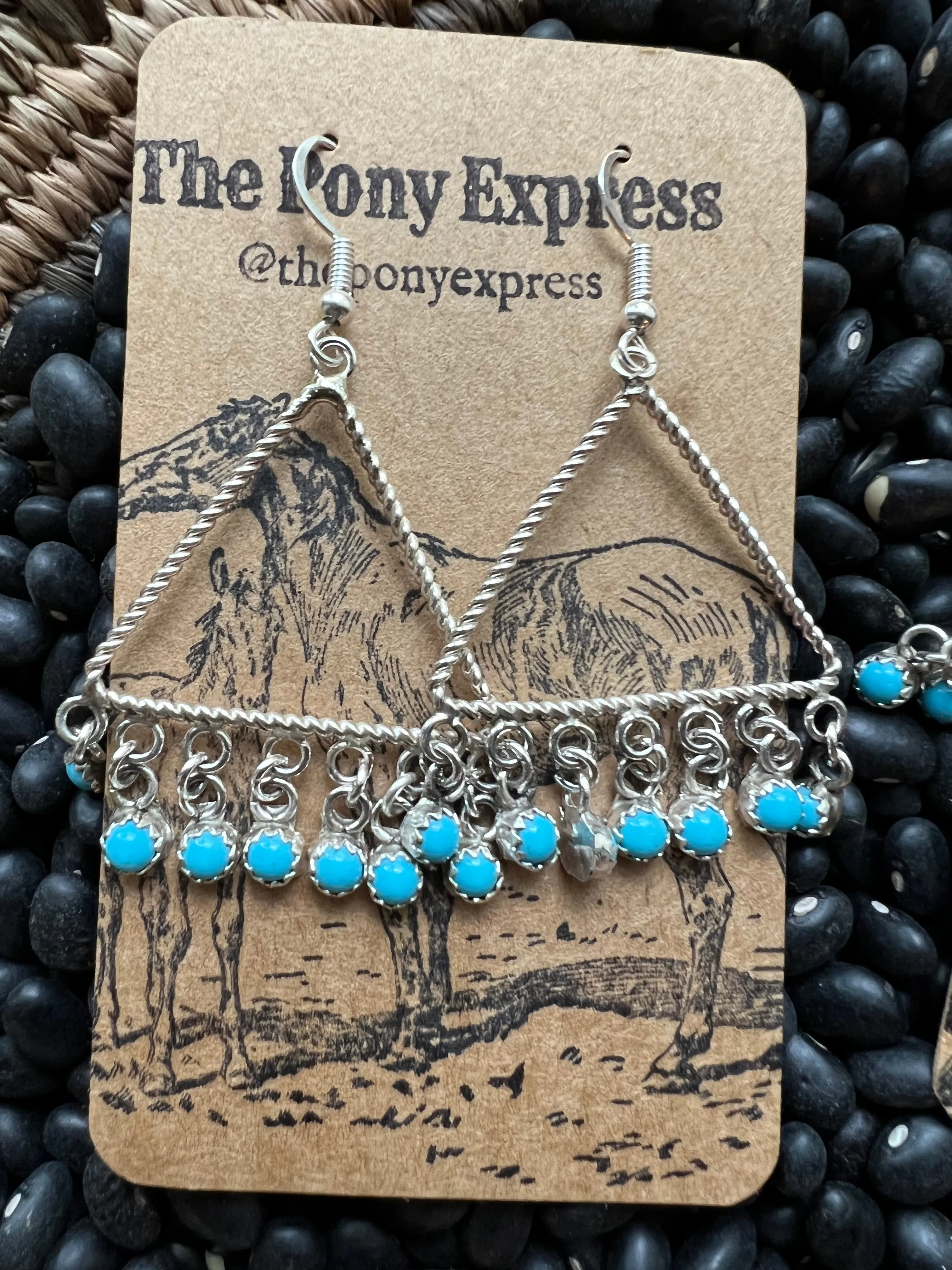 Turquoise Zuni Triangle chandelier Earrings