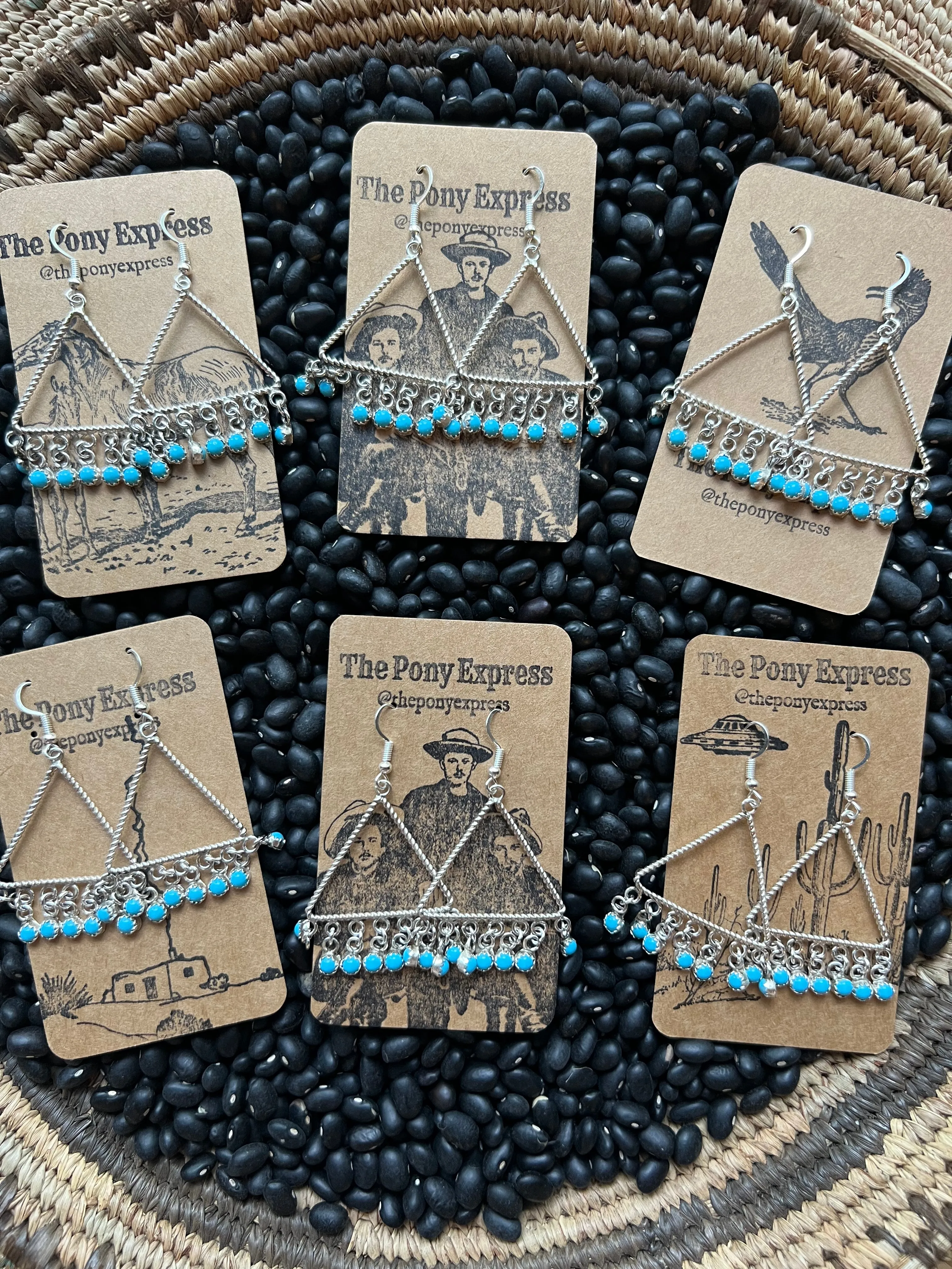 Turquoise Zuni Triangle chandelier Earrings