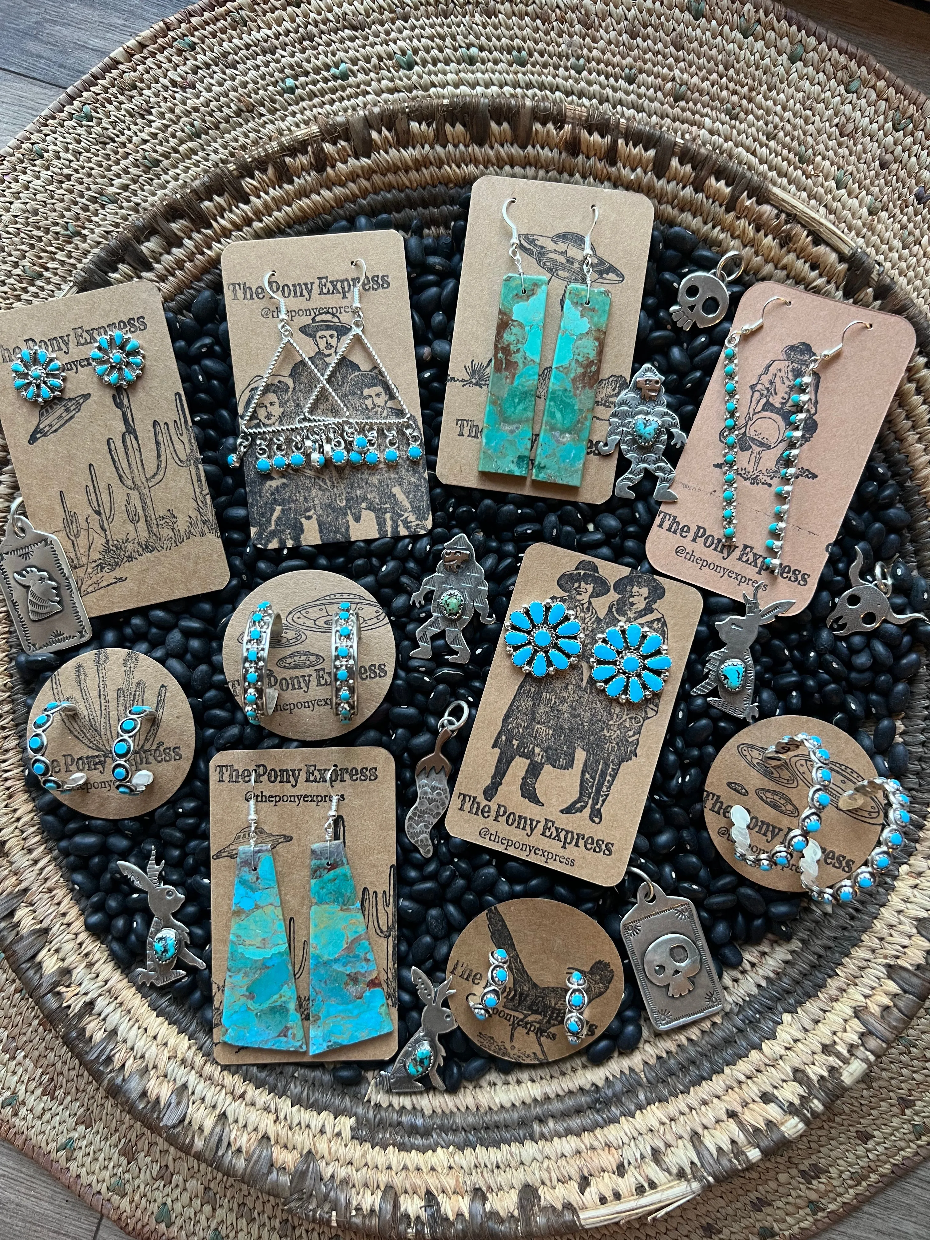 Turquoise Zuni Triangle chandelier Earrings