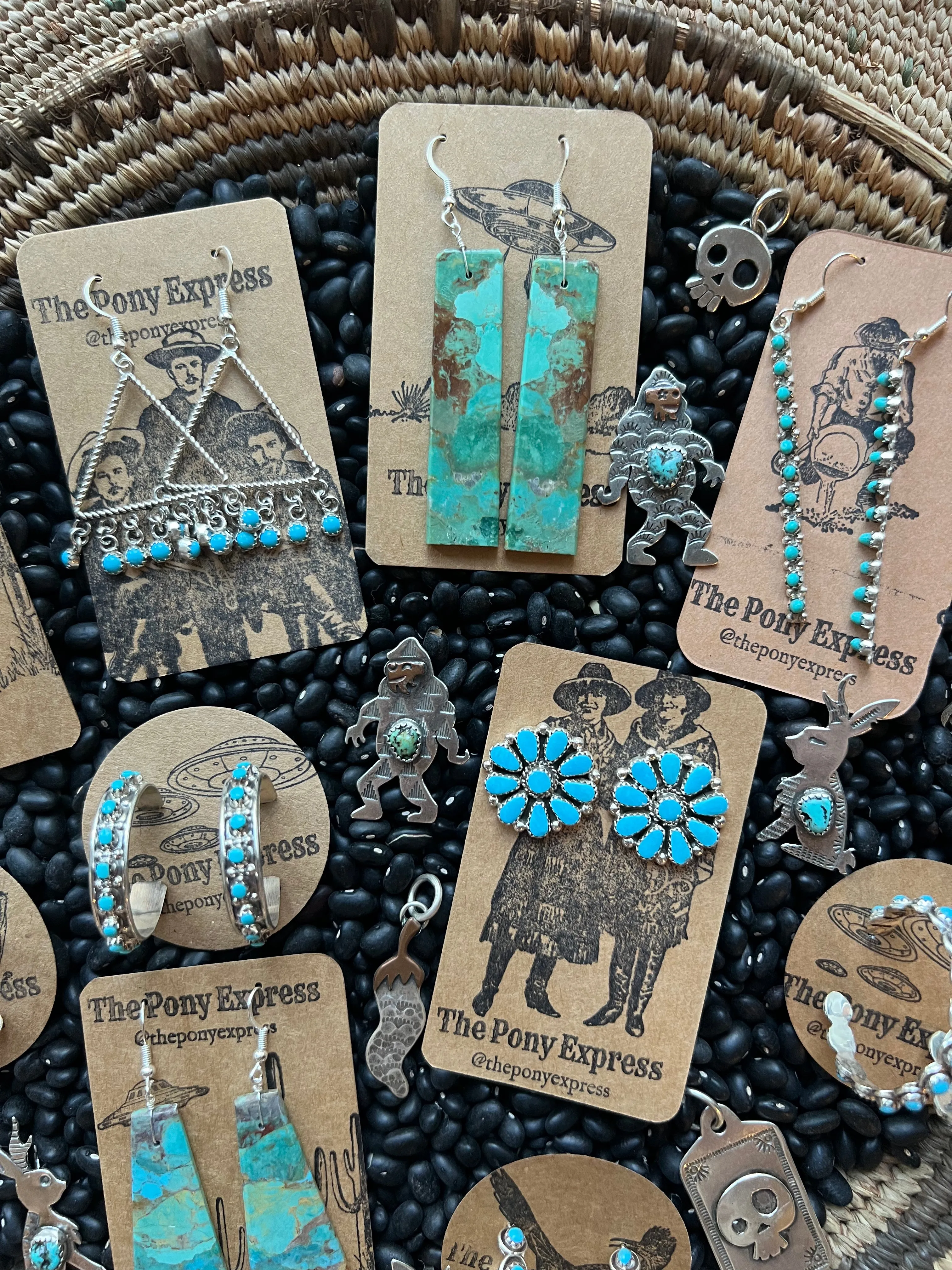 Turquoise Zuni Triangle chandelier Earrings