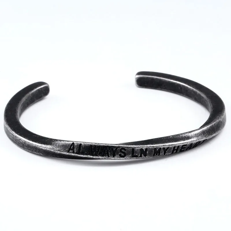Unisex Personalized C-Type Titanium Steel Bracelet - Trendy Letter Design for Men and Women