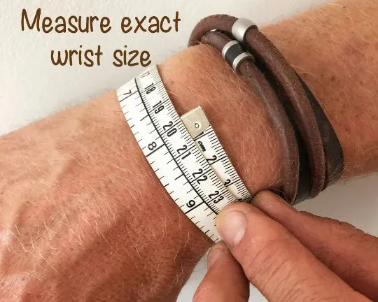 Urn Bracelet, Modern Pet Urn, Ashes Jewellery, Brown Double Wrap Leather Bracelet, Personalised Leather Engraved Memorial Bracelet
