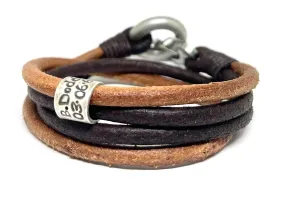 Urn Bracelet, Modern Pet Urn, Ashes Jewellery, Brown Double Wrap Leather Bracelet, Personalised Leather Engraved Memorial Bracelet