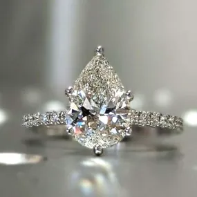 Victorian Jewelry Graceful Dazzling Pear Cut Cubic Zircon Cocktail Ring