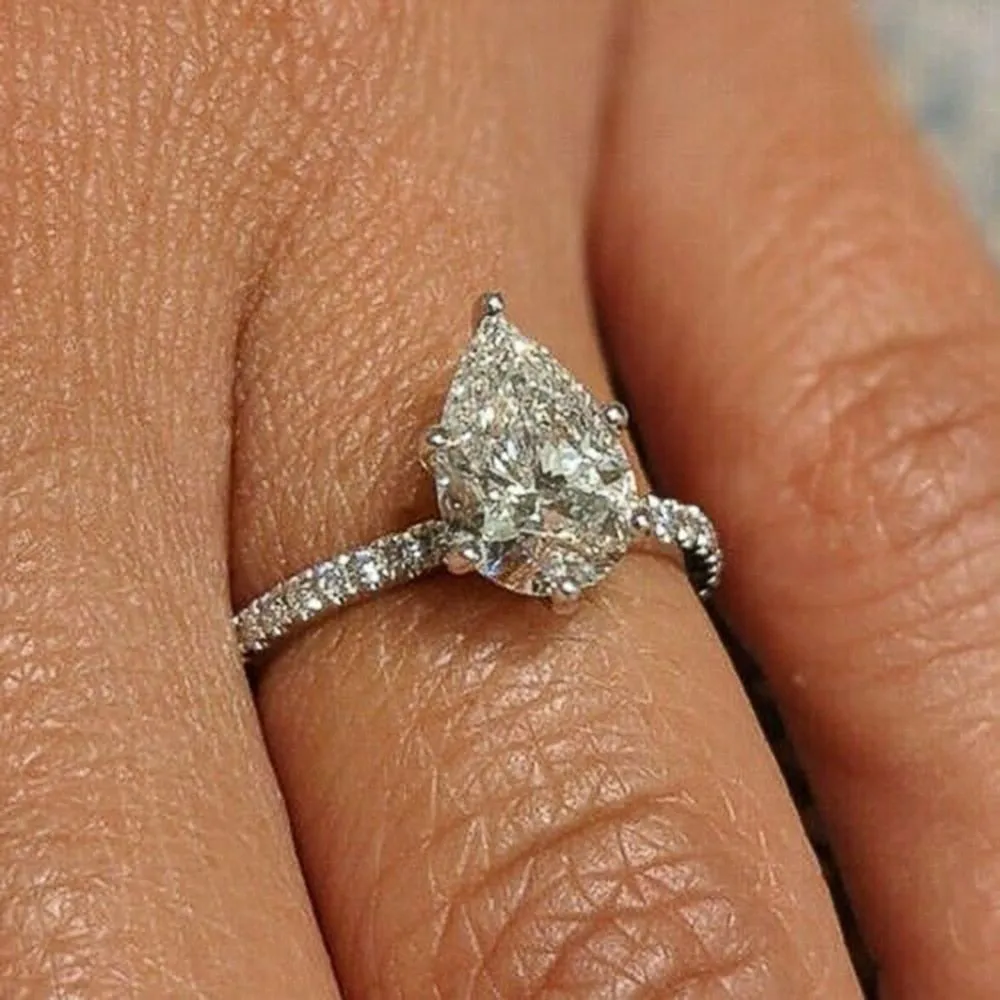 Victorian Jewelry Graceful Dazzling Pear Cut Cubic Zircon Cocktail Ring