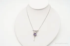 Vintage Designer Sajen Amethyst Sterling Silver Necklace