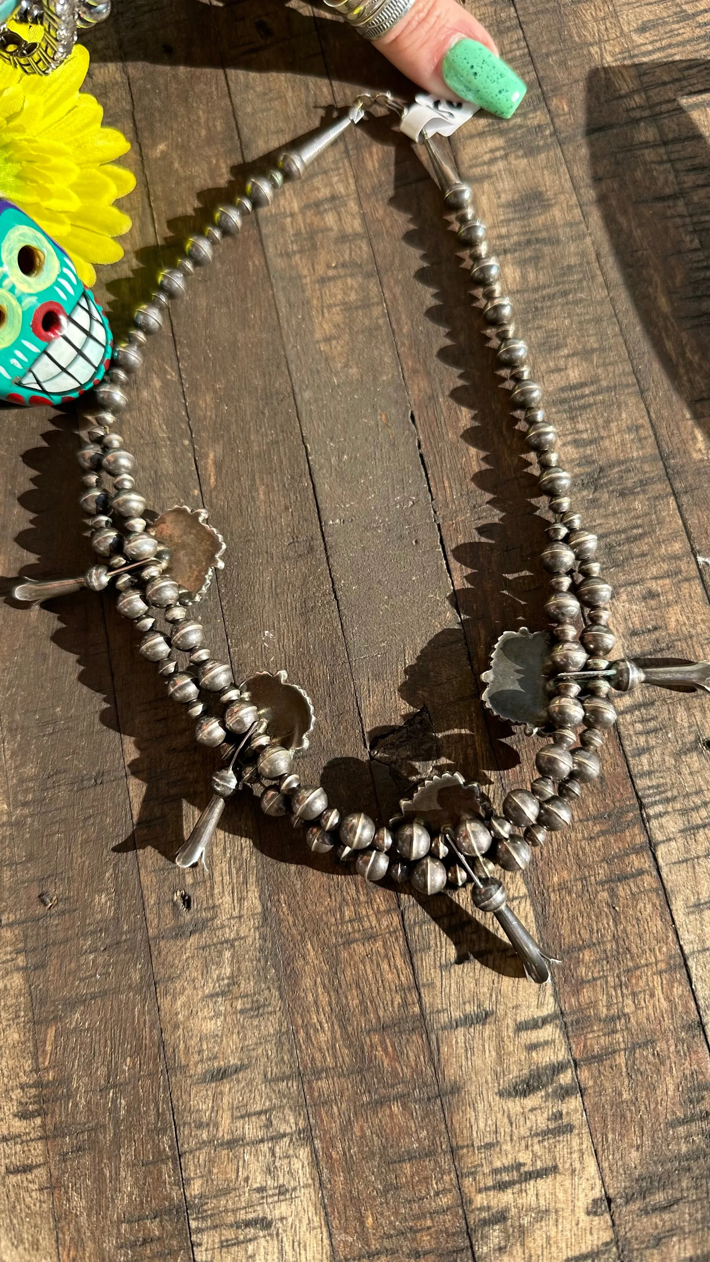 Vintage Sleeping Beauty Squash Blossom Necklace